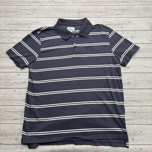 Roots 73 Athletics Polo Shirt Men's 2XL Navy Blue Striped Short Sleeve Preppy